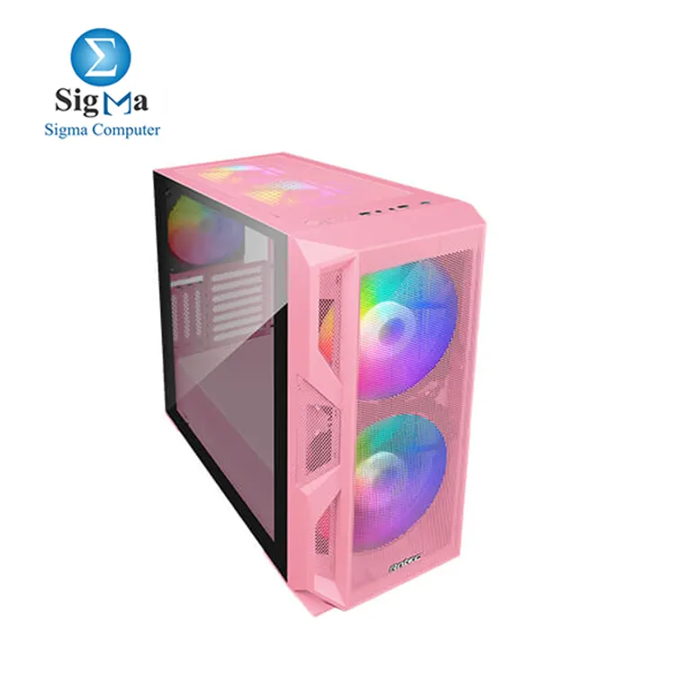 Antec NX Series NX800  Mid Tower E-ATX Gaming Case - PINK  Tempered Glass Side Panel   Built-in LED Controller  2 x 200 mm ARGB Fans in Front   1 x 120 mm ARGB Fan in Rear