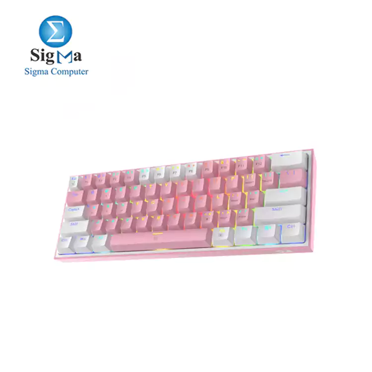 Redragon K617 FIZZ 60% Wired RGB Gaming Keyboard, 61 Keys Compact Mechanical Keyboard w/ White & Pink