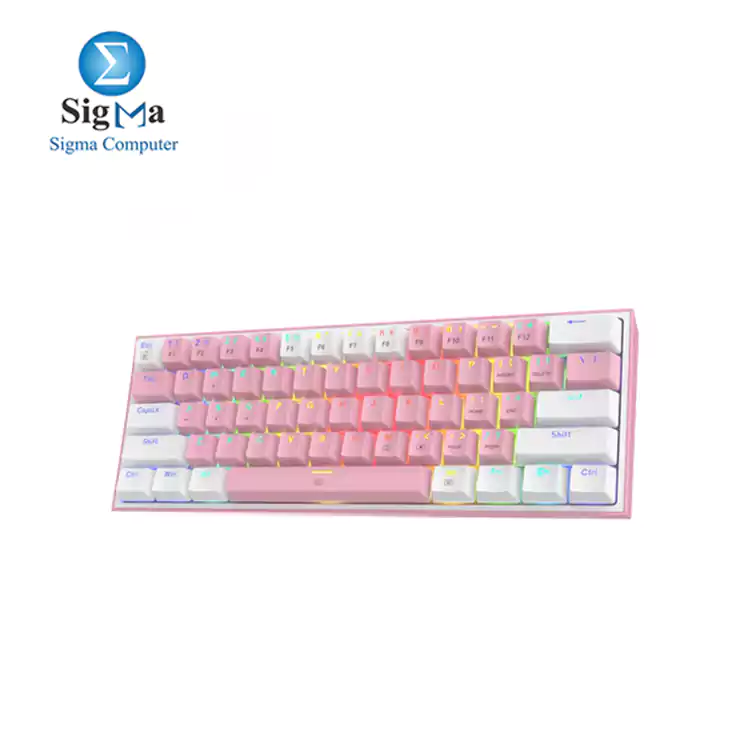 Redragon K617 FIZZ 60% Wired RGB Gaming Keyboard, 61 Keys Compact Mechanical Keyboard w/ White & Pink