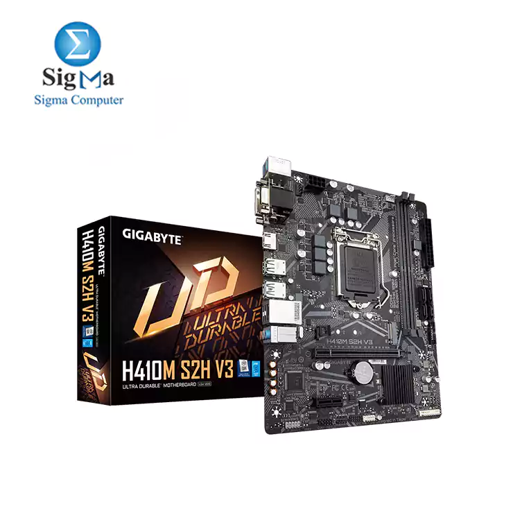 GIGABYTE Intel® H410M Ultra Durable Motherboard with GIGABYTE Gaming GbE LAN, PCIe Gen3 x4 M.2, HDMI / DVI-D/ D-Sub Ports for Multiple Display, Anti-Sulfur Resistor, Smart Fan 5