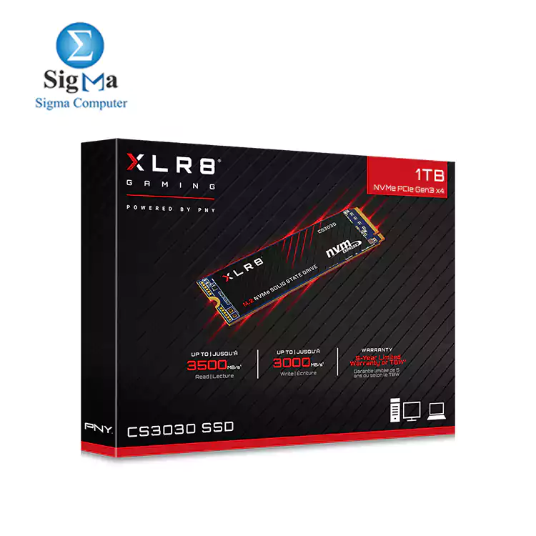 PNY XLR8 CS3030 1TB M.2 PCIe NVMe Gen3 x4 Internal Solid State Drive (SSD), Read Up to 3,500 