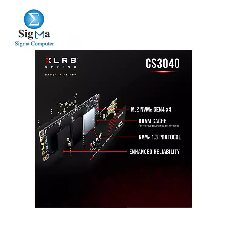 PNY XLR8 CS3040 1TB M.2 NVMe Gen4 x4 Internal Solid State Drive (SSD) 3D Flash Memory