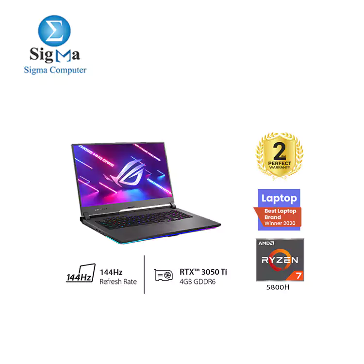 ASUS ROG Strix G17, 1920x1080 FHD display, Ryzen™ 7 5800H, 16GB DDR4, 512GB SSD ,NVIDIA GeForce RTX 3050Ti, win10, G713QE-HX090T