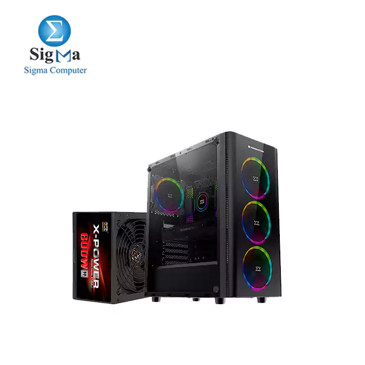 Xigmatek Diamond case with power supply xpower 600W   4FANS ARGB