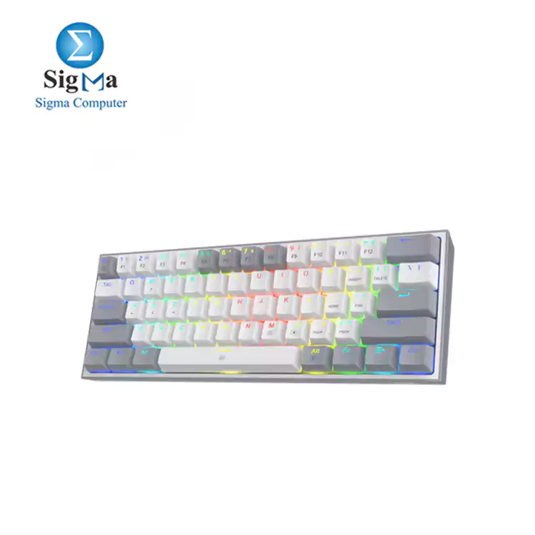 REDRAGON K617 Fizz RGB 60% Gaming Mechanical Keyboard – Red Switches (White Grey)