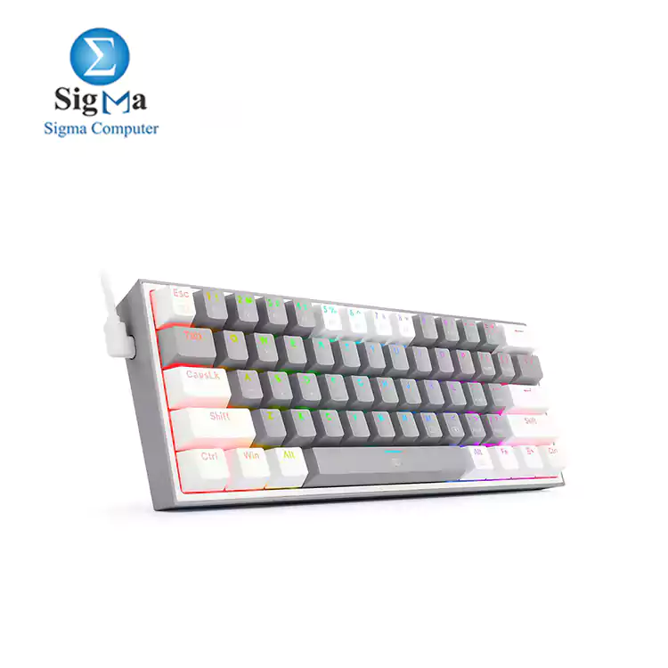 REDRAGON K617 Fizz RGB 60 Gaming Mechanical Keyboard Red Switches  Grey - White