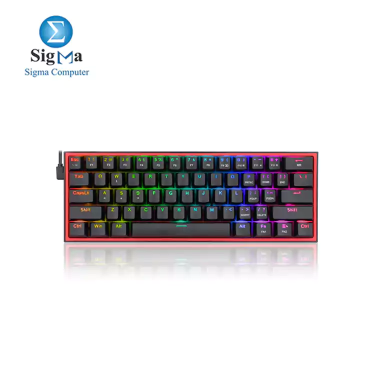 REDRAGON K617 Fizz RGB 60  Gaming Mechanical Keyboard     Red Switches -Black.