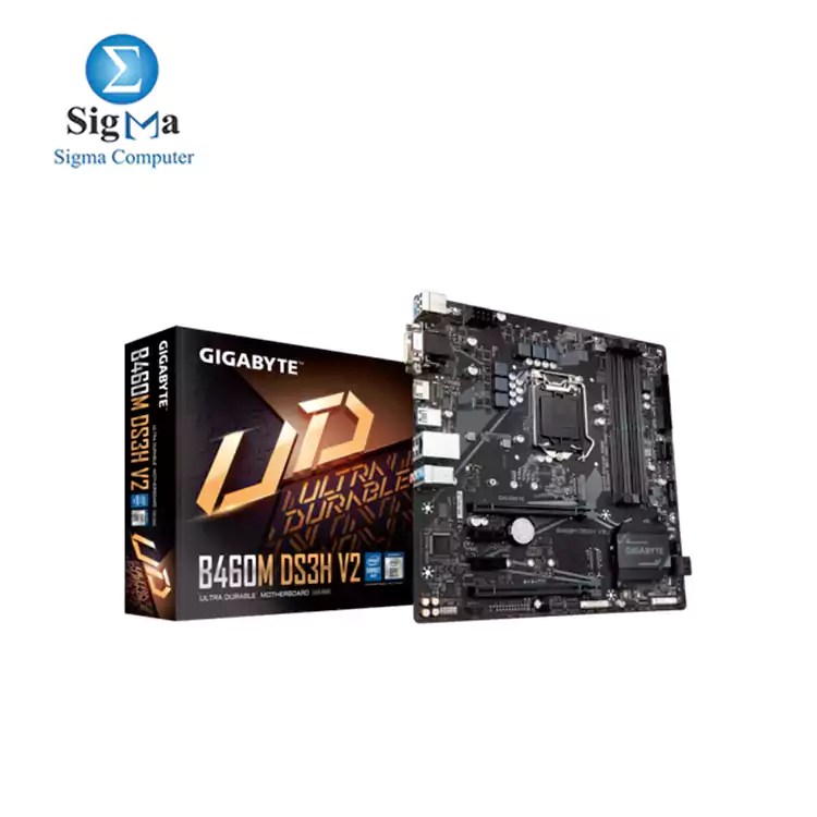 GIGABYTE Intel® Ultra B460M DS3H V2 (rev. 1.0) Durable Motherboard with Intel® GbE with cFosSpeed, PCIe Gen3 x4 M.2,  HDMI / DVI-D/ D-Sub Ports for Multiple Display, Anti-Sulfur Resistor, Smart Fan 5, RGB FUSION 2.0