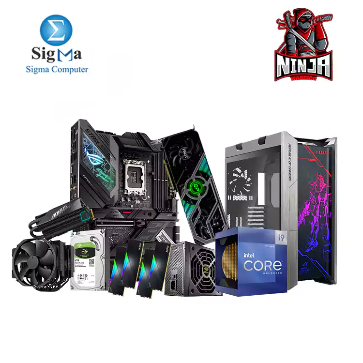 NINJA 12900K 3090 -406- Intel Core i9-12900KASUS ROG Strix Z690-F Gaming WiFi PALIT GeForce RTX 3090 GamingPro OC-24G XPG LANCER RGB 64GB DDR5 5200MH Seagate BarraCuda 4TB Internal AORUS Gen4 7000s Prem. SSD 1TB NOCTUA COOLING AIR NH D15 AS