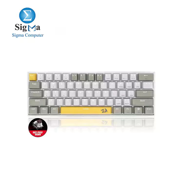 Redragon K606 Lakshmi Gaming Keyboard Yellow GREY WHITE  Brown Switches 