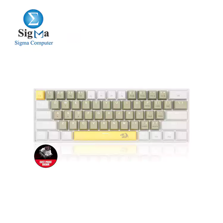 Redragon K606 Lakshmi Gaming Keyboard Yellow  WHITE GREY [Brown Switches]	