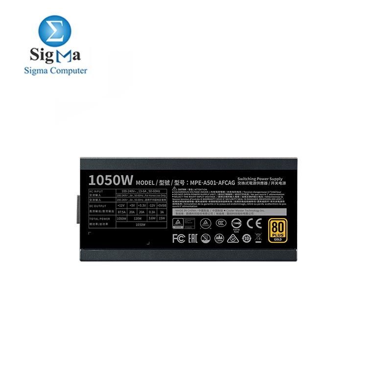 Cooler Master MWE Gold 1050 V2  MPE-A501-AFCAG      1050W 80  Gold  Fully Modular  140mm Silent Fan  RTX Ready