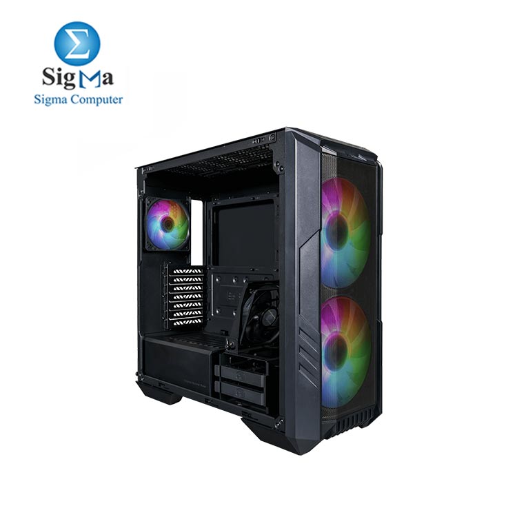 Cooler Master HAF 500 PC Case: Mid-Tower, 2 x 200mm  ARGB Fans , Rotatable 120mm GPU Fan.Black