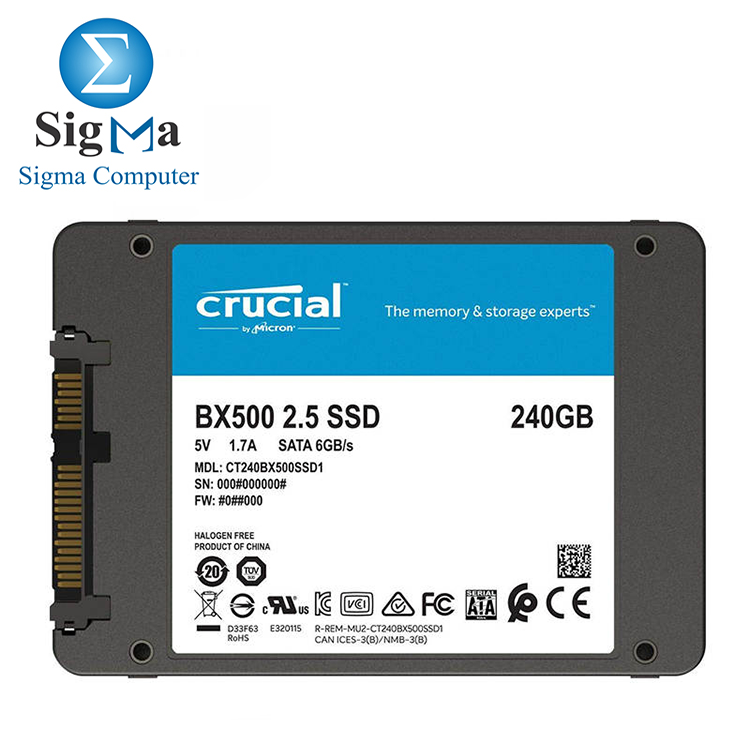 Crucial BX500 240GB 3D NAND-TLC SATA 2.5-Inch Internal SSD  up to 540MB s