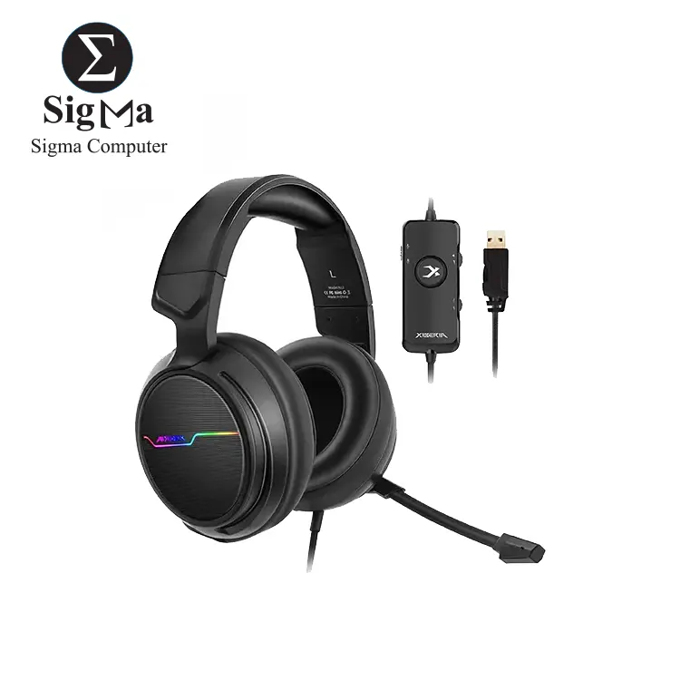 XIBERIA V20 Gaming Headset with USB Port and 7.1 Surround Sound, LED Light, Mic and Soft Earmuffs Gaming Headphone for PC Laptop Desktop