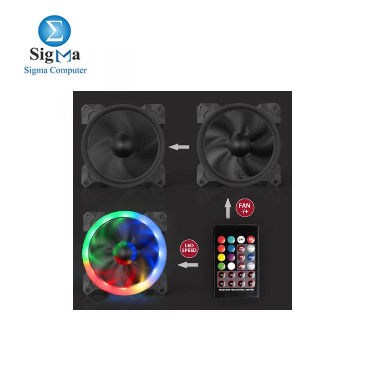 Redragon GC-F008 Computer Case 3 x 120mm PC Cooling Fan  RGB LED Quiet High Airflow Adjustable Color LED Fan