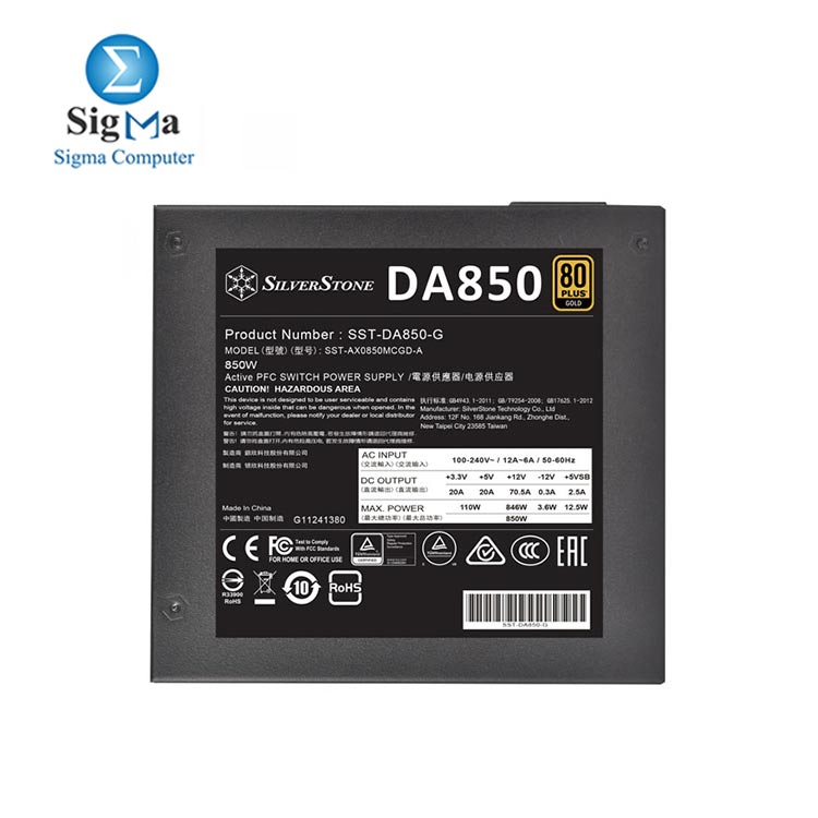 Silver Stone SST-DA850-G 80 PLUS Gold Certified 850W ATX Full Module Power Supply