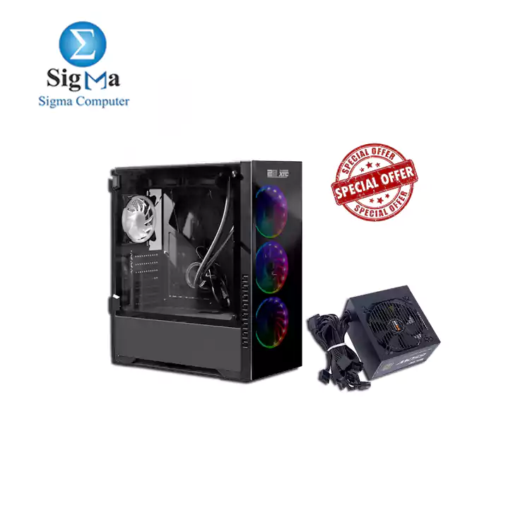 BUNDLE 2B PW017 Ecstasy Gaming Mid Tower Case 4FAN RGB with 2B PW004 Ecstasy Gaming Power Supply 650W 80plus Bronz