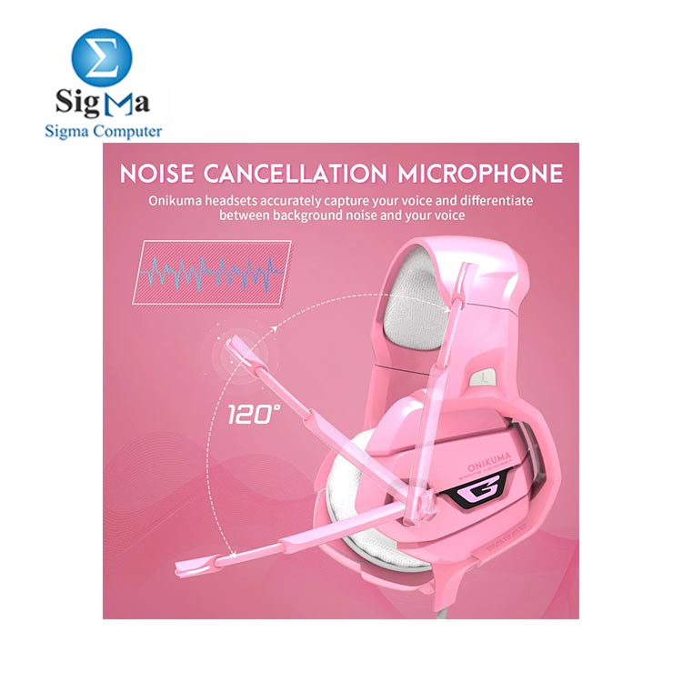 ONIKUMA K5 Gaming Headset – Stereo – Noise canceling Mic (Pink)