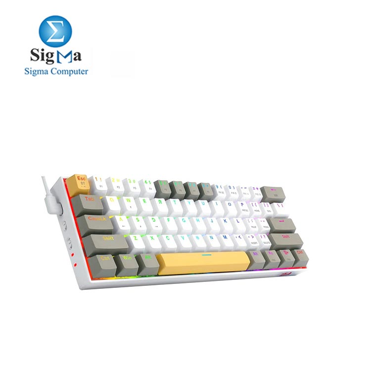  REDRAGON K530 Draconic Pro RGB 60% Gaming Wireless Mechanical Keyboard – Brown Switches (YELLOW, WHITE & GREY)