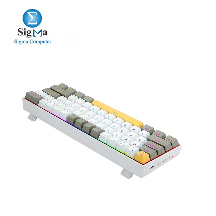  REDRAGON K530 Draconic Pro RGB 60% Gaming Wireless Mechanical Keyboard – Brown Switches (YELLOW, WHITE & GREY)