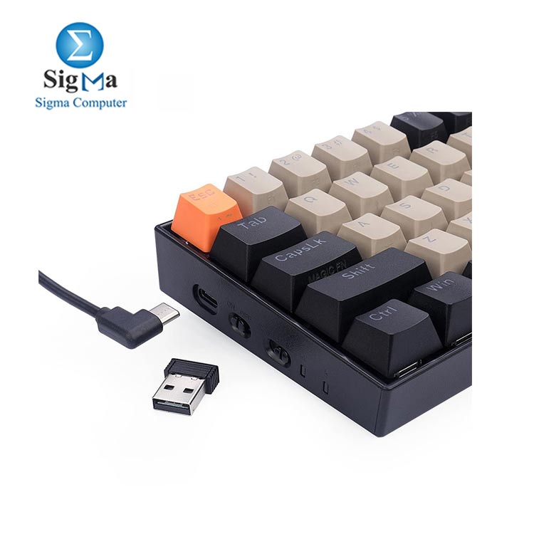 REDRAGON K530 Draconic Pro RGB 60% Gaming Wireless Mechanical Keyboard – Brown Switches (ORANGE, GREY & BLACK)