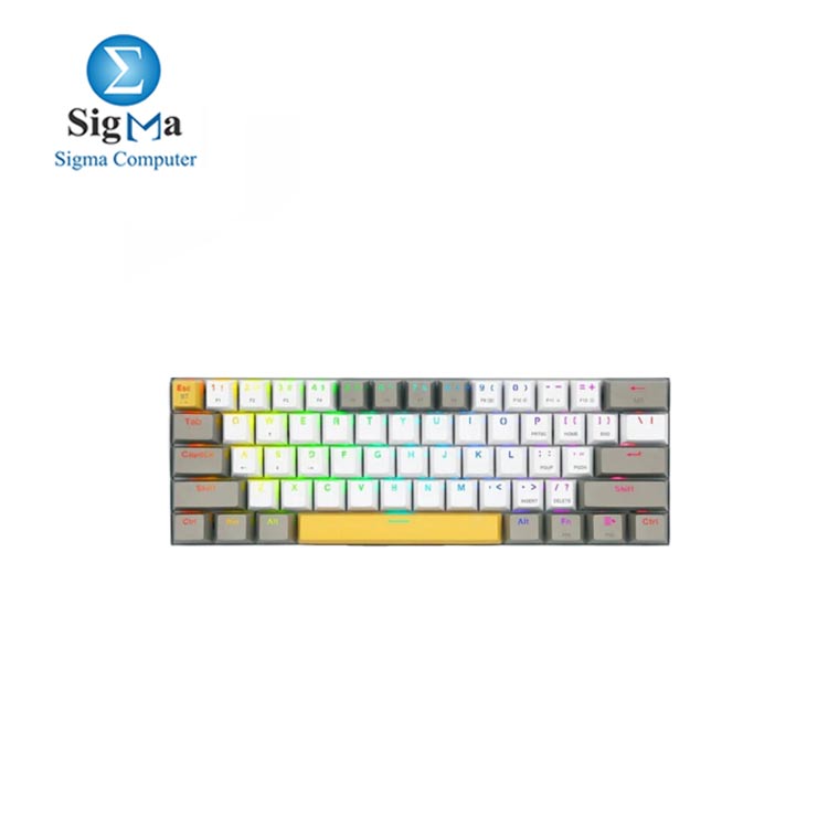 REDRAGON K530 Draconic Pro RGB 60% Gaming Wireless Mechanical Keyboard – Brown Switches (YELLOW, GREY & WHITE)