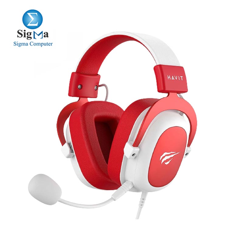  HAVIT HV-H2002d Red Gamer with Microphone 53mm Speaker 3.5mm Plug Compatible with XBOX ONE and PS Color Red and White