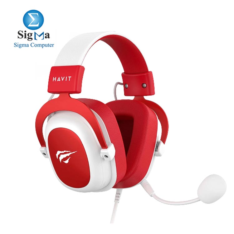  HAVIT HV-H2002d Red Gamer with Microphone 53mm Speaker 3.5mm Plug Compatible with XBOX ONE and PS Color Red and White