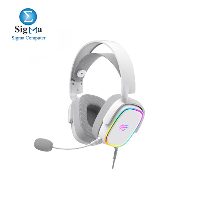 HAVIT White Color H2035U USB 7.1 RGB Lighting Super 50mm 3D Surround Stereo Professional Gaming Headset with Attachable Mic Design 