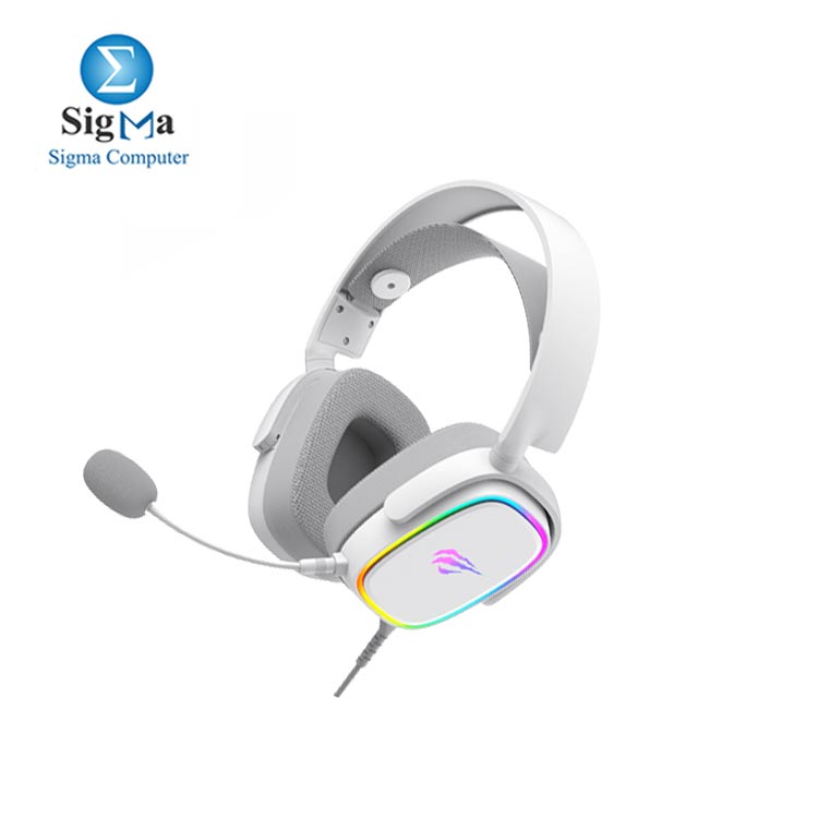 HAVIT White Color H2035U USB 7.1 RGB Lighting Super 50mm 3D Surround Stereo Professional Gaming Headset with Attachable Mic Design 