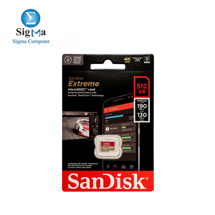 SANDISK EXTREME MICRO SDXC-512G MEMORY CARD-SDSQXAV-GN6MN