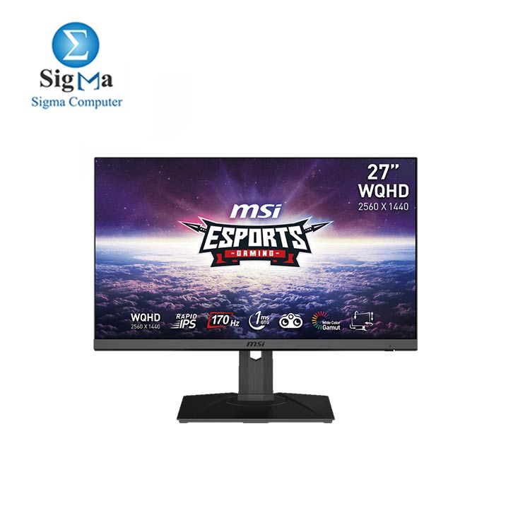 MSI G272QPF  27  Gaming Monitor  2560 x 1440  QHD   Rapid IPS  1ms  170Hz  G-Sync Compatible  HDR Ready  HDMI  Displayport  Tilt  Swivel  Height Adjustable  Pivot