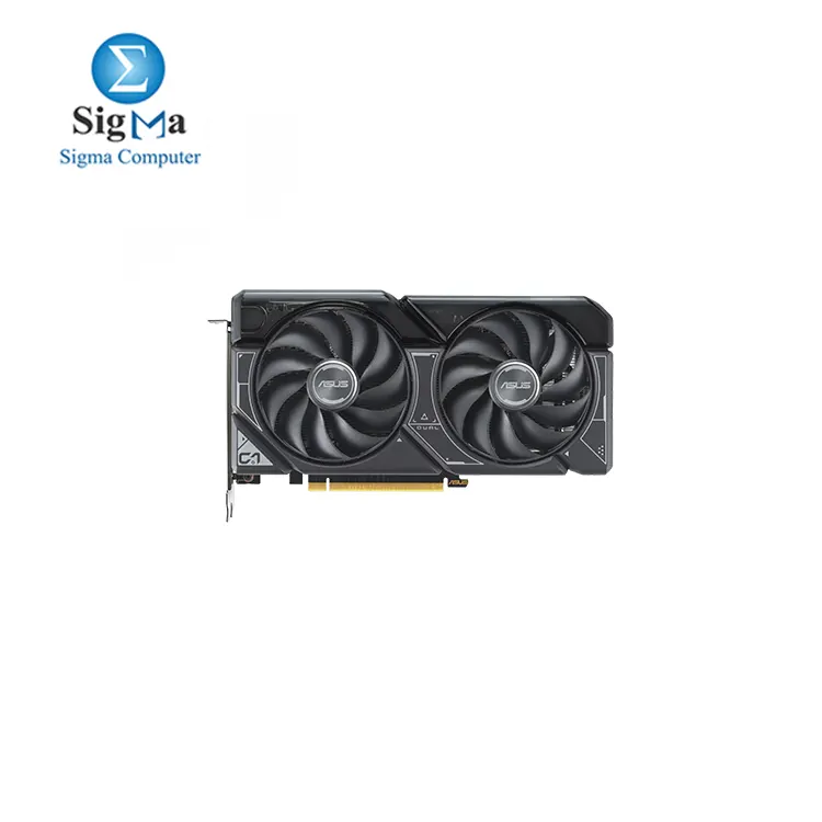 ASUS Dual GeForce RTX 4060 OC Edition 8GB GDDR6 with 2535 MHz boost clock  3072 CUDA cores  128-bit memory interface  7680x4320 max resolution  1x 8-pin power  and 2.5-slot design