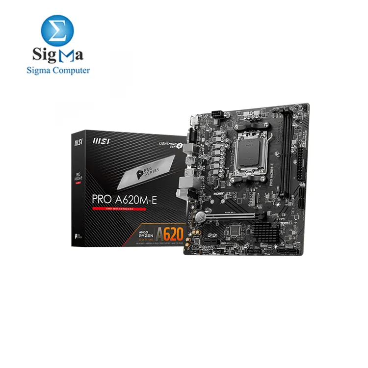  MSI PRO A620M-E ProSeries Motherboard  AMD AM5  DDR5  PCIe 4.0  SATA 6Gb s  M.2  USB 3.2 Gen 1  Gbps LAN  DVI HDMI  mATX 