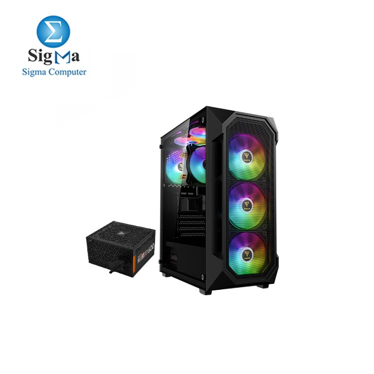 GAMDIAS CASE AURA GC1 Elite 4xFRGB Mid Tower Gaming Case GAMDIAS HELIOS E1-600W 80   Efficiency PSU