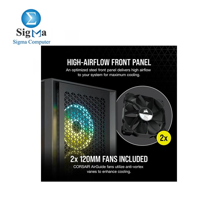  CORSAIR 4000D Airflow Black (Air up to 170mm) (VGA up to 360mm)+2 Fan (CC-9011200-WW)