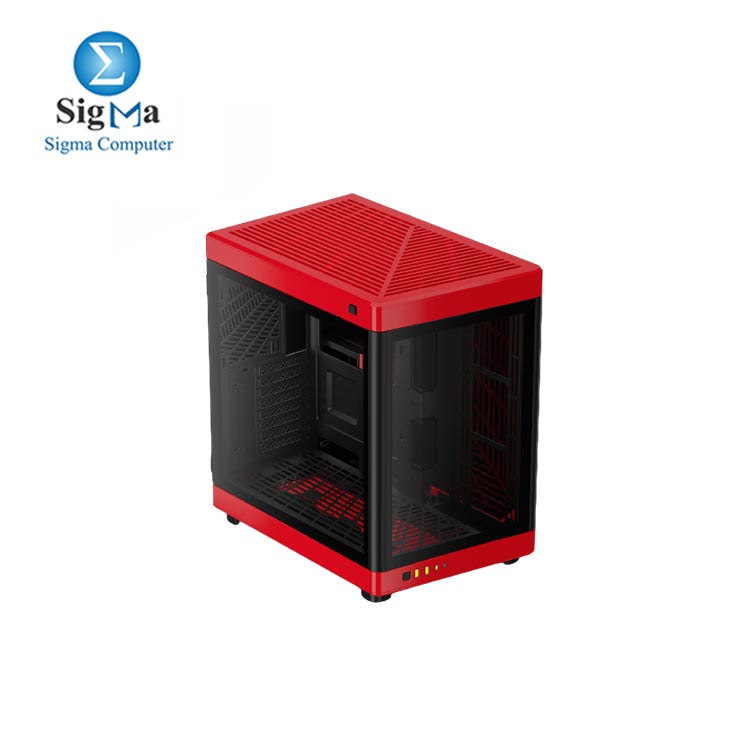 GAMDIAS NESO P1 Red Dual-Chamber Gaming Case without fans.