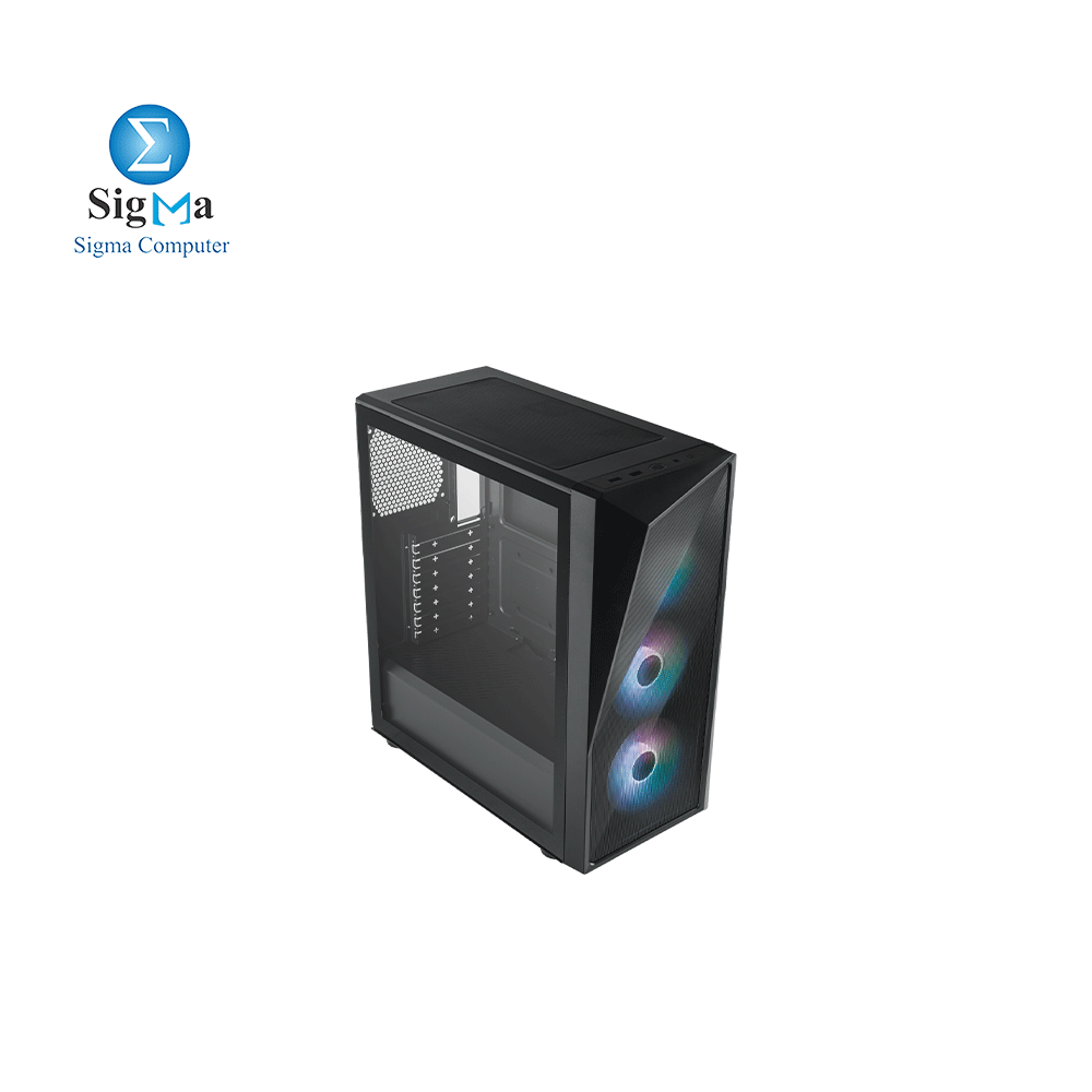 Cooler Master CMP 520 PC Case - Mid-Tower ATX Chassis with Mesh Geode Front Intake  3 x 120mm ARGB Fans  Tempered Glass Side Panel  Versatile Cooling   Component Support  Breathable PSU Shroud