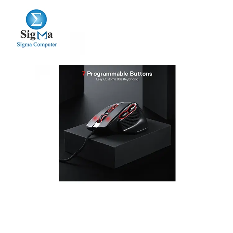 Redragon M806 Bullseye Gaming Mouse  7 Programmable Buttons Wired RGB Gamer Mouse w Ergonomic Natural Grip Build  Software Supports DIY Keybinds   Backlit