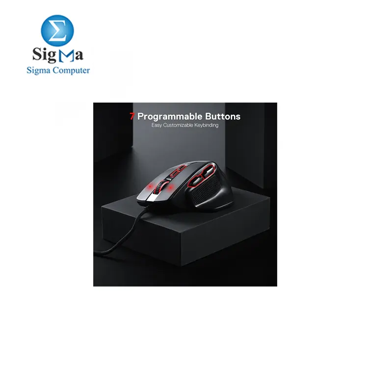 Redragon M806 Bullseye Gaming Mouse, 7 Programmable Buttons Wired RGB Gamer Mouse w/Ergonomic Natural Grip Build, Software Supports DIY Keybinds & Backlit