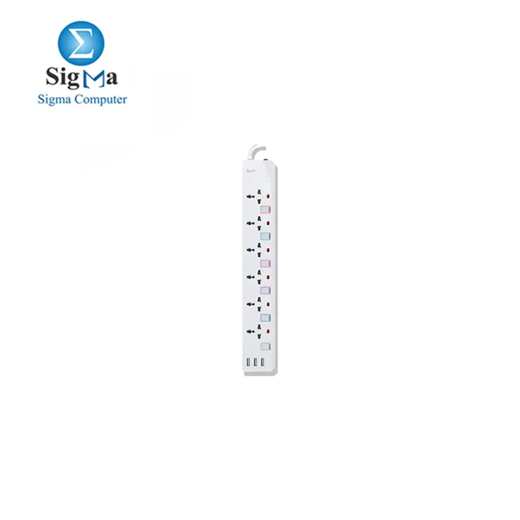 SIA Power Strip  3 USB Port  6 Power Socket  White - SI-PS003W.