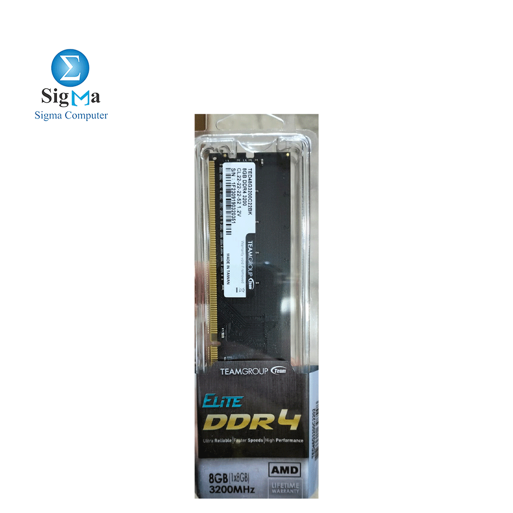 TEAM GROUP Elite 8 Gb Ddr4 3200 Mhz Cl22 TED48G3200C22BK Pc compatible with amd only