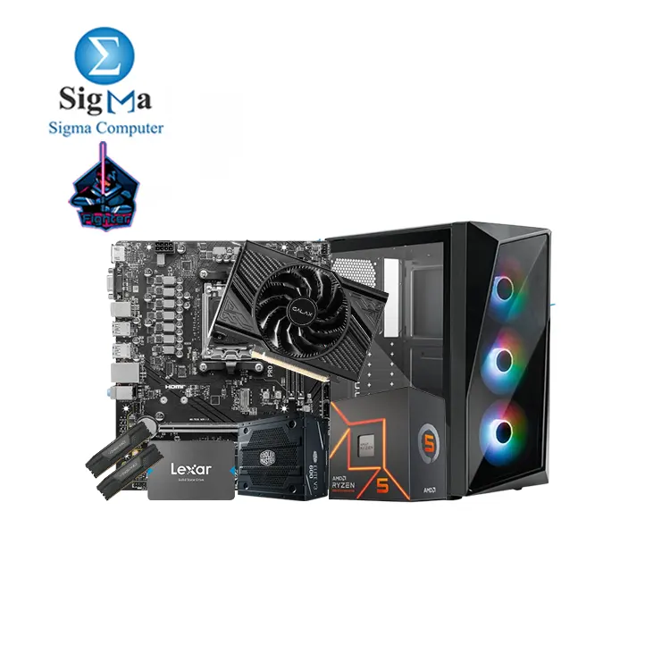 FIGHTER R5 7600 4060 -316-AMD-RYZEN 5-7600 - MSI PRO A620M-E -  ALAX GeForce RTX 4060 1-Click OC 8GB - CORSAIR VENGEANCE LPX 32GB 2x16GB DDR5 DRAM 5200MHz - Lexar NQ100 480G - COOLER MASTER CMP 520 3FANS ARGB with Power 600W Elite V3.