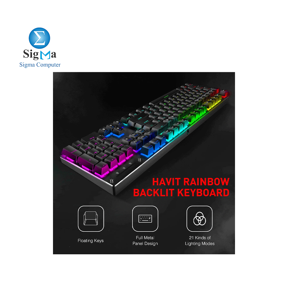 HAVIT KB393L Mechanical Gaming Keyboard and Mouse Combo 104 Keys with Rainbow Backlit