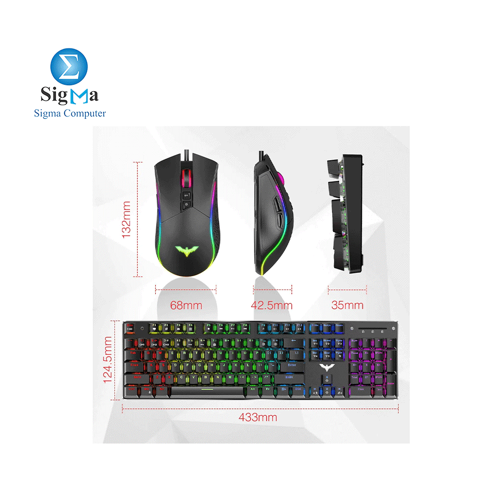 HAVIT KB393L Mechanical Gaming Keyboard and Mouse Combo 104 Keys with Rainbow Backlit