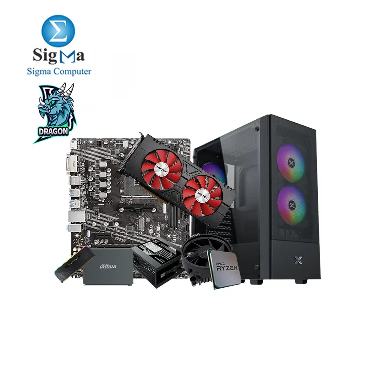 Dragon R3 4100 RX 580 -205-CPU-AMD-RYZEN 3-4100 Tray with fan -MSI MOTHERBOARD AMD A520M-A PRO-ARKTEK VGA RADOEN RX580 DDR5 8G-CORSAIR VENGEANCE RGB RS 16GB - Dahua C800A 256GB - XIGMATEK CASE HERO II AIR Z 4 Fan-POWER II Z750 500W PSU