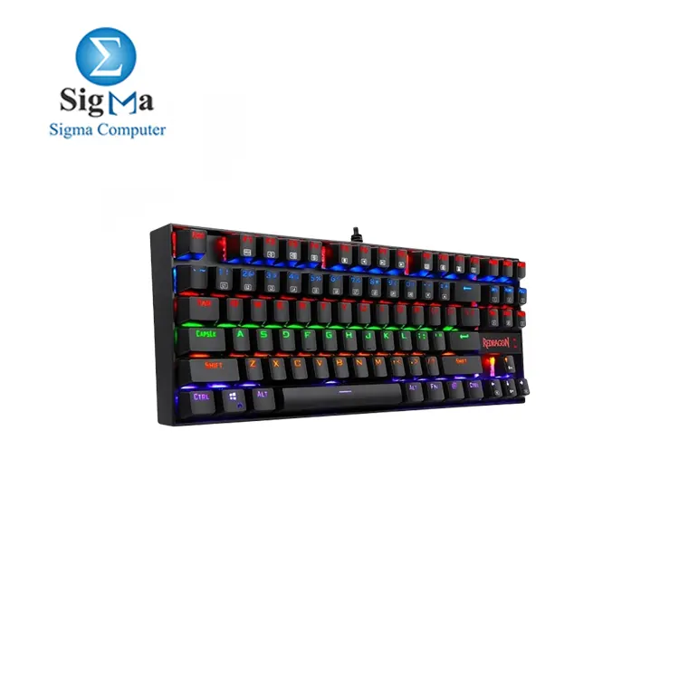 Redragon K552 KUMARA Mechanical Gaming Keyboard - Rainbow Backlight // BROWN Switch // 87 Key TKL Design // Black