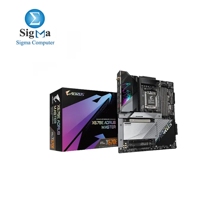 GIGABYTE X670E AORUS MASTER AM5 LGA 1718 AMD X670E EATX Motherboard DDR5  Quad M.2  PCIe 5.0  USB 3.2 Gen2X2 Type-C  Intel WiFi 6E  Intel 2.5GbE LAN  Q-Flash Plus  EZ-Latch Plus