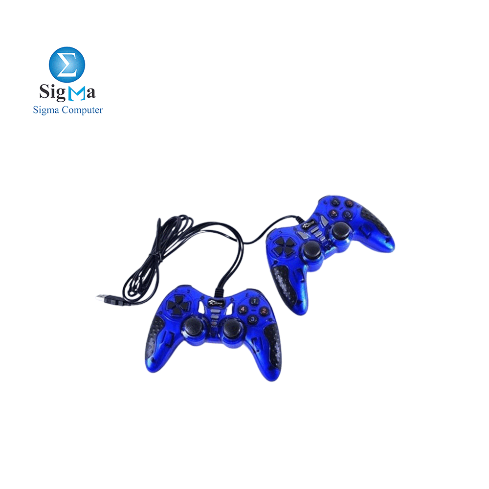 COUGAR-EGY 9082 USB Wired Double Gamepad Turbo Controller with Vibration Function For PC or Laptop 1.5 Meter BLUE